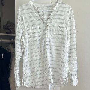 Carve Designs Cream and Gray Striped Top